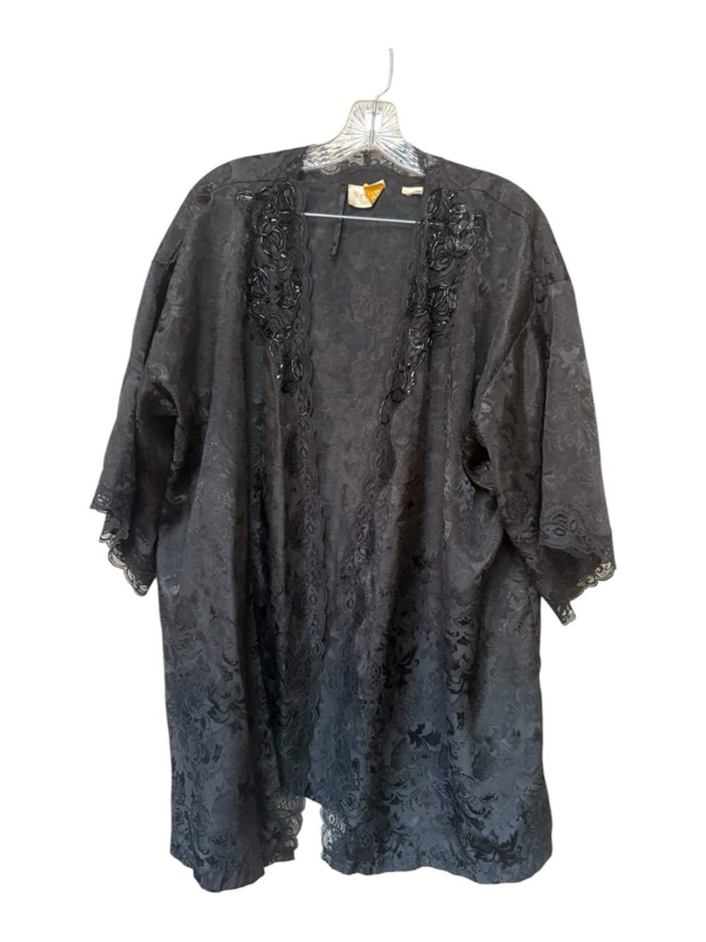 Vintage 90s Victoria’s Secret Black Jacquard Robe Romantic Goth XL